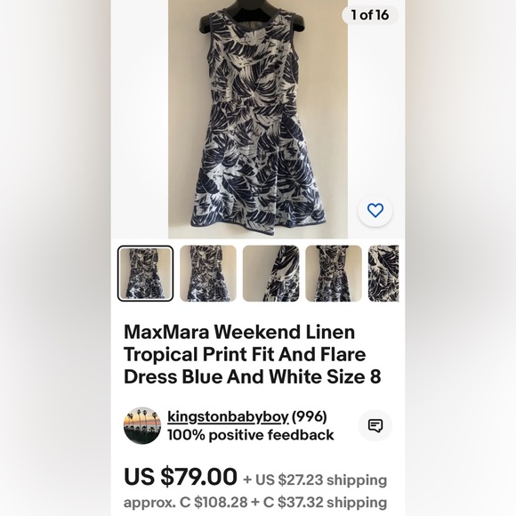 Weekend MaxMara short, boxy, summer, tropical leaves, dress/tunic! Size XS - Picture 9 of 16